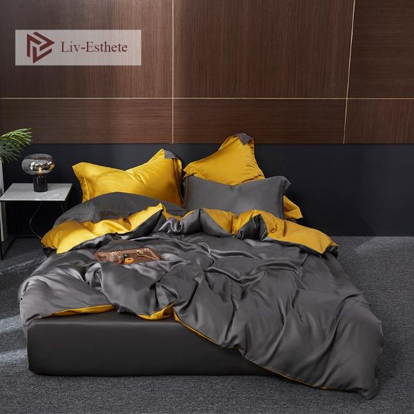 

bedding sets liv-esthete men 100% silk set luxury healthy beauty duvet cover fitted sheet pillowcace  king bed