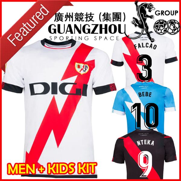 

21 22 rayo vallecano soccer jersey falcao bebe trejo camisetas 2021 2022 home away third 3rd football shirts men kids kit set nteka santi is, Black;yellow