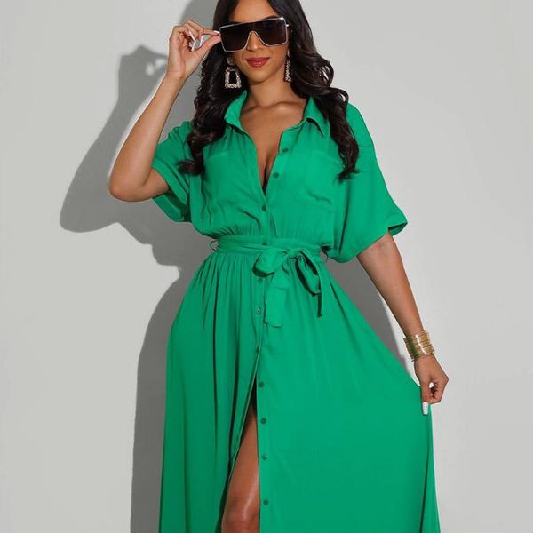 

ethnic clothing green long shirt dress african dresses for women 2021 autumn button maxi clothes dashiki robe africaine femme, Red