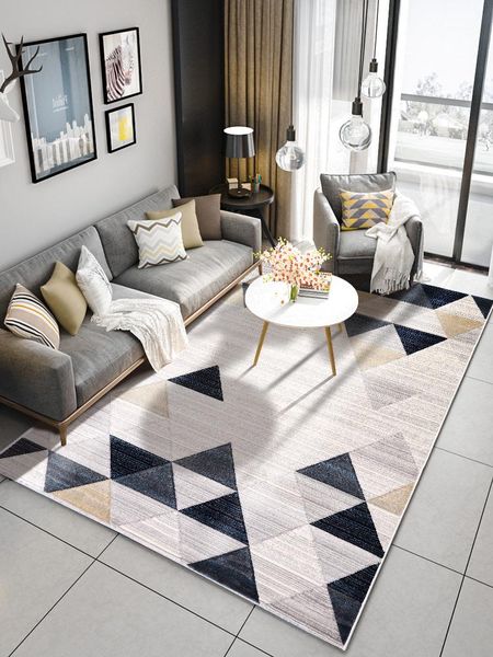 

nordic modern carpet for living room light luxury bedroom rug geometric thick polypropylene bedside mat coffee table floor rug