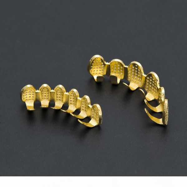 

pop hip hop jewlery set grillz gold plated full diamond braces teeth accessories high street jewelries, Black