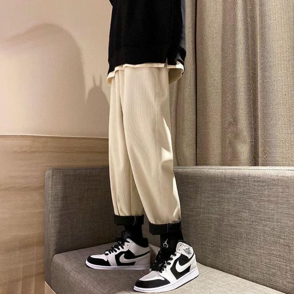

men's pants kemoy men's solid color harem corduroy autumn winter men casual 2021 harajuku man oversized trousers, Black