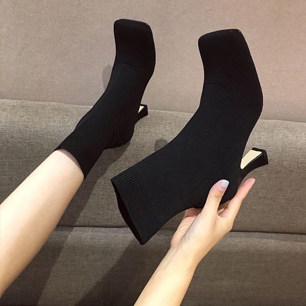 

in 2021, new women's slashed. boots were high. jho1, Black