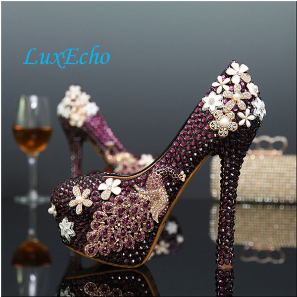 

baoyafang purple shoes and bags set woman wedding high heels ladies party shoe matching chmq, Black