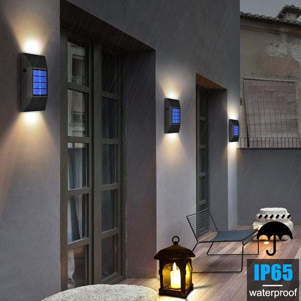 

solar lamps 2 pcs led light outdoor waterproof lighting powered street for garden decoration wall lamp