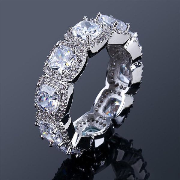 

luxury mens women ring silver color square cz ring new gift for friend