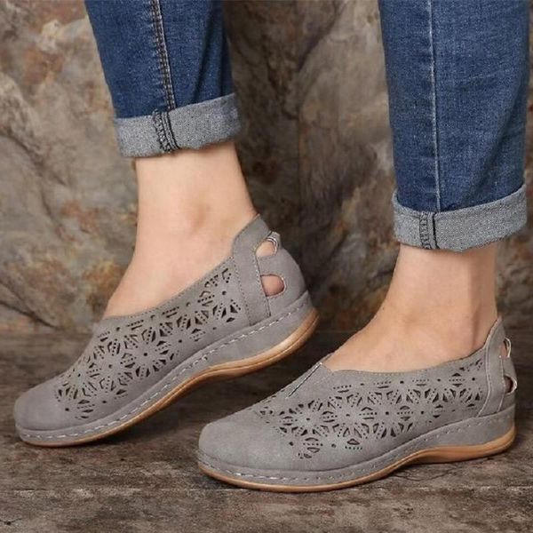 

sandals woman leather vintage slip on loafers women summer hollow retro female ladies platform shoes plus size, Black