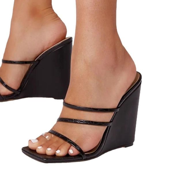 

dress shoes summer women's sandals pumpsfashionable open-toed high heelsthick heelsoutdoor non-slip comfortable lightweight casual, Black