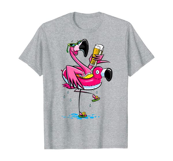 

flamingo drinking beer summer tshirt funny beer lover gifts, White;black