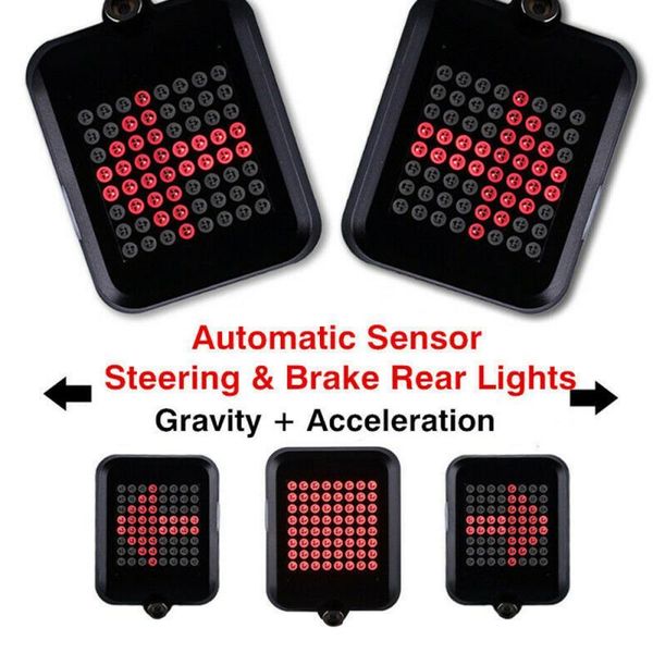 

64 led automatic direction indicator bicycle rear taillight usb rechargeable cycling bike warning turn signals light