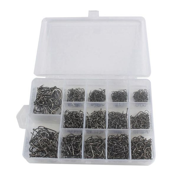

1200 pcs/box fishing jig hooks stuff high carbon steel catfish circle hooks mixed size barbed hook tackle for saltwater