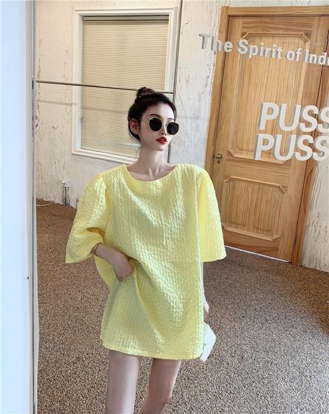 

women's t-shirt spring solid simple oversized tshirt harajuku long t shirt women kawaii t-shirts 90s white yellow sleeve