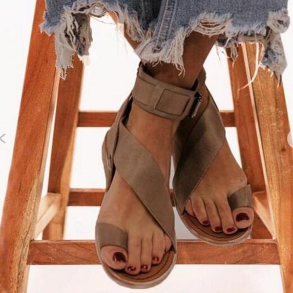 

sandals spring/summer 2021 large size standalone roman flat ladies, Black