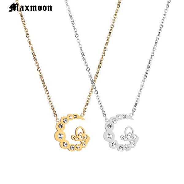 Colares Pingente MaxMoon Delicado Kolye Colar curvado Crescent Moon Gold Prata Cor Mulheres Senhora Aniversário