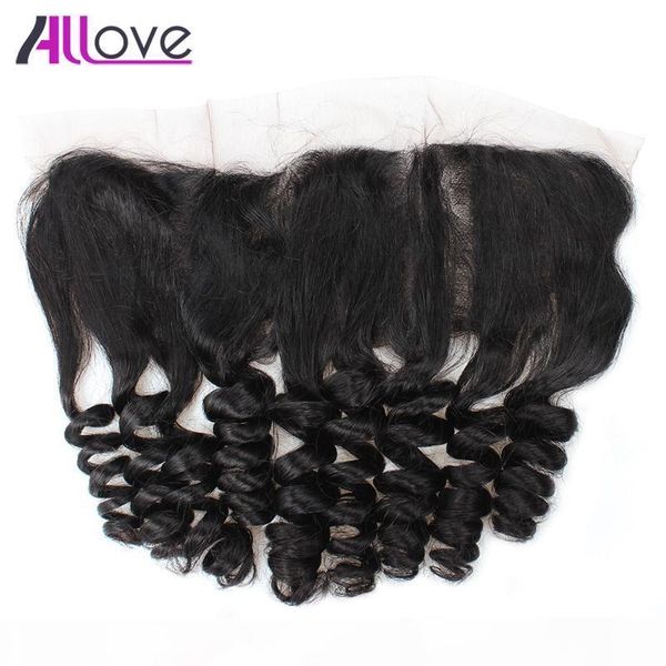 

allove 10a brazilian loose weave hair lace frontal loose weave malaysian hair frontal peruvian lace frontal indian hair extensions, Black;brown