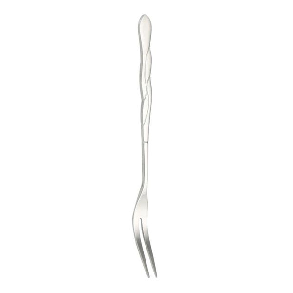

10pcs stainless steel fruit picks two prongs dessert fork salad forks party supplies for l ktv bar (silver)