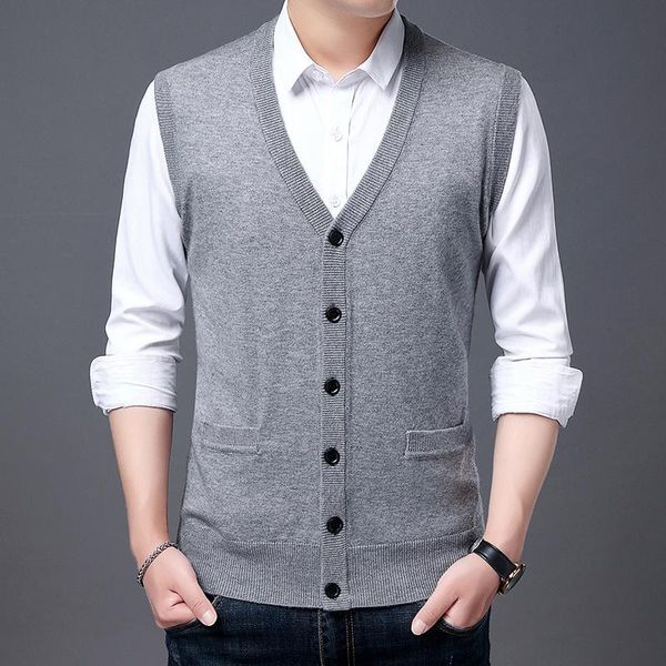 

men's vests autumn winter cardigan vest men knitwear pullover sweater slim fit chaleco hombre casual sueter masculino y299, Black;white