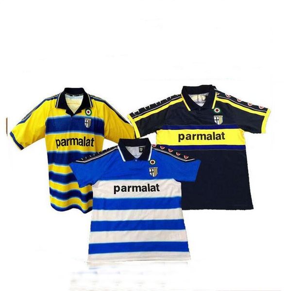 

1999 2000 parma soccer jersey 99/00 home crespo thuram baggio shirt cannavaro ortega classic vintage 3rd football uniforms, Black;yellow