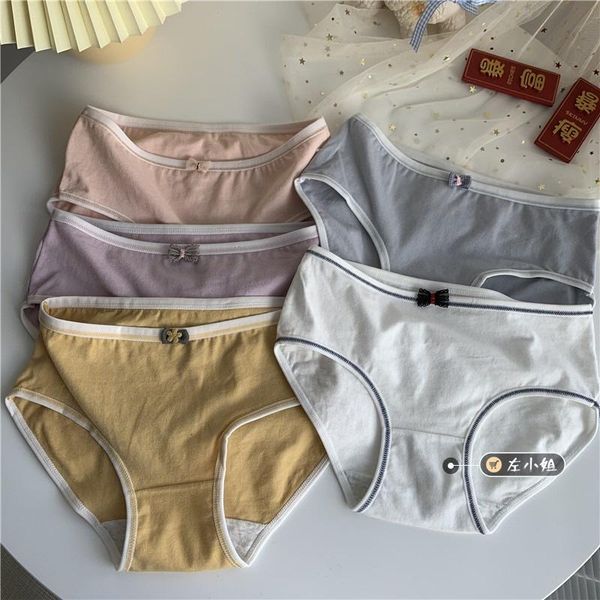 

women's shorts 2021 summer sweet candy color simple bow underwear women's pure cotton middle waist student bottomed briefs, White;black