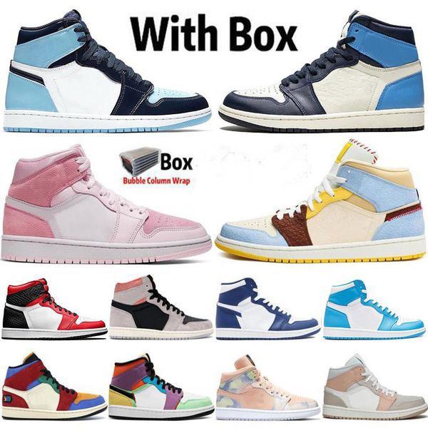 

2021 jumpman 1 unc mid milan tie dye rage green pherspective travis scotts high low paris 1s mens basketball shoes sport sneakers size 36-47