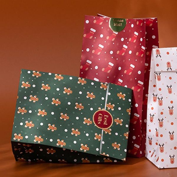 

gift wrap 6pcs christmas paper candy cookie bag santa sock xmas packing bags navidad year party decor supplies
