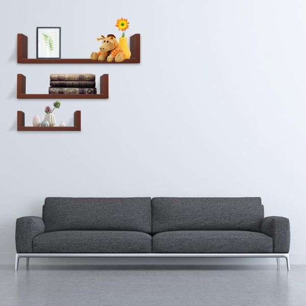 

3pcs floating display shelves ledge bookshelf wall mounted mdf laminate storage home decor for p cd toy awards