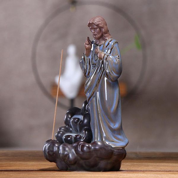 

fragrance lamps nordic style creative ceramic aroma burner our lady of jesus statues figures backflow incense craftwork home decor accessory