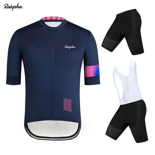 

racing sets 2021 ralvpha team summer cycling jersey set mountain bike clothing mtb bicycle clothes wear maillot ropa ciclismo mens uniform, Black;blue