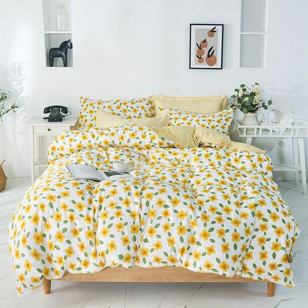 

bedding sets home textile aloe cotton set delicate design of yellow fresh flowers pattern sheet elegant king soft oceania