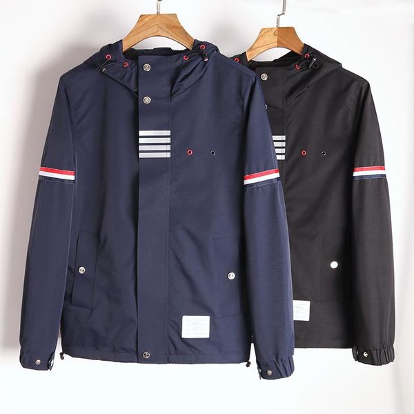 

men's jackets 2021 fashion jacket men zipper cardigans clothing spring autumn hooded striped waterproof casual coat with nood, Black;brown