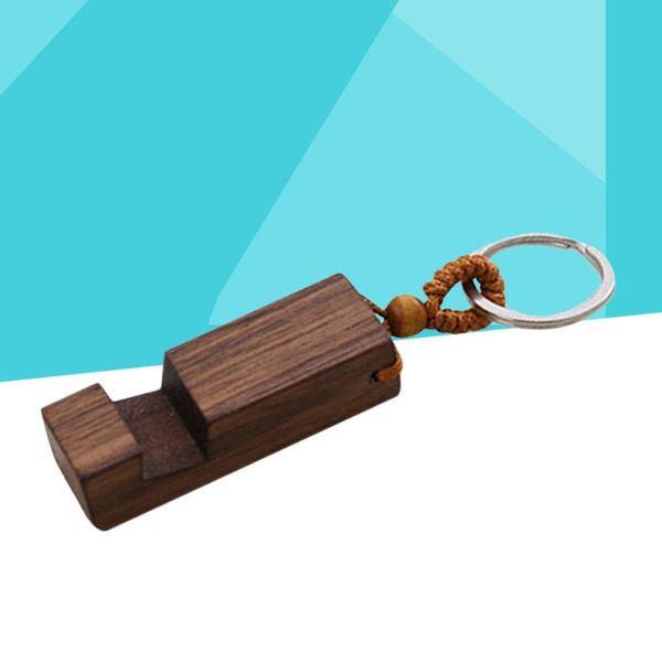 

cell phone mounts & holders creative mobile stand keychain universal deskbracket keyring wooden portable smartphone holder (dark
