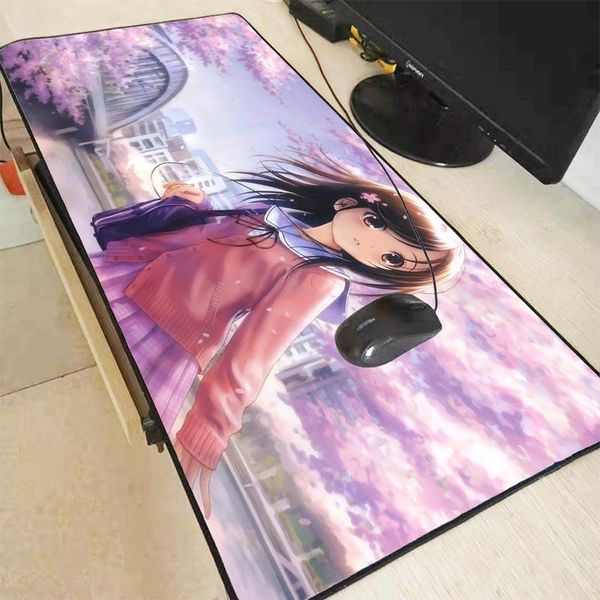 

mouse pads & wrist rests xgz anime girl flower large gaming waterproof pad pc computer gamer speed version mousepad desk mat lock edge for c