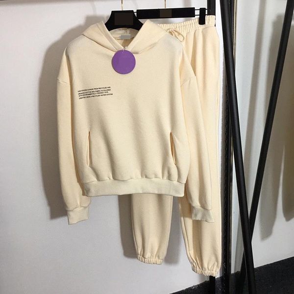 

women's two piece pants solid cotton hooded sweatshirts hoodies track joggers women tracksuits sets sweatpants sweatsuits autumn female, White