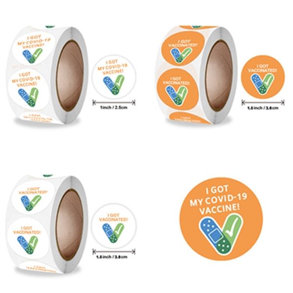 

i got vaccinated round sticker kids perforated stationery stickers window door car birthday party decoration 500pcs roll h25hlas, Red;brown