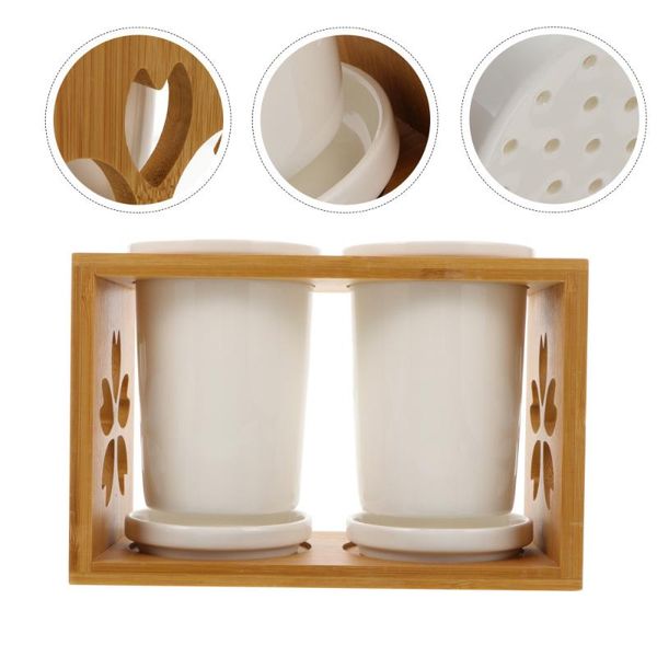 

chopsticks 1pc chopstick drain rack bamboo ceramic creative hollow out holder