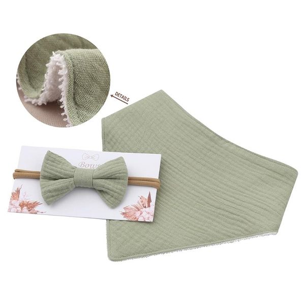 

bibs & burp cloths princess bowknot hair band bib kit pure cotton solid color baby girls elastic bow headband saliva towel set feeding banda