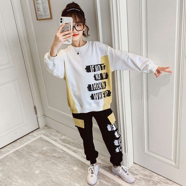 

with children's style two-piece foreign suit printed letters, White
