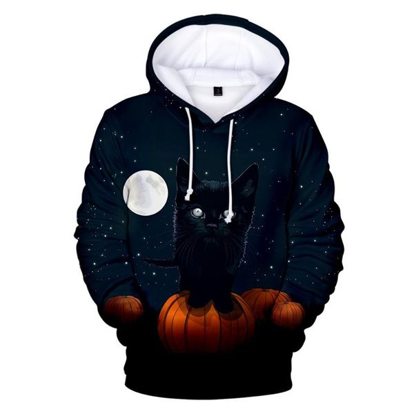 

men's hoodies & sweatshirts 2022 halloween 3d hoodie autumn black cat fashion harajuku tracksuit print men women pullover kids