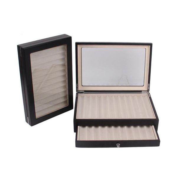 

black/ burgundy wooden pen display storage case, 23 pens capacity, fountain pen collector organizer box with t jllfej trustbde