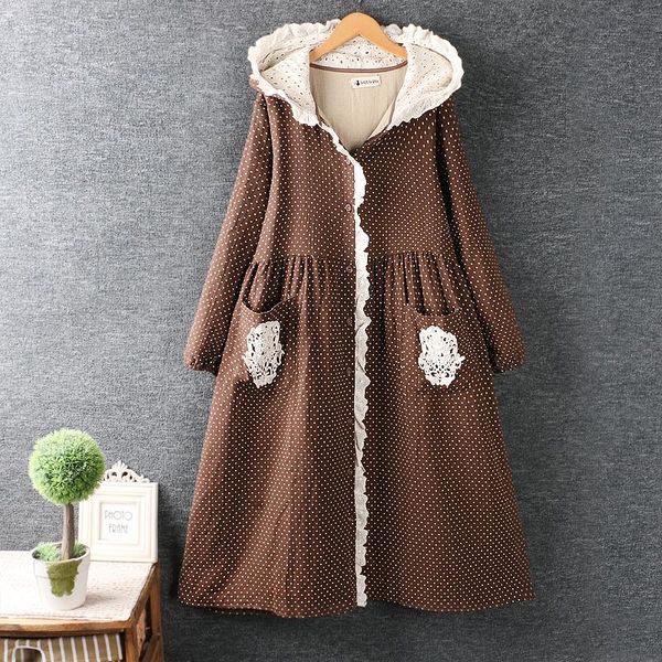

women's trench coats 2021 autumn small fresh hooded jacket coat long sleeve dot jackets women casual zz1896, Tan;black