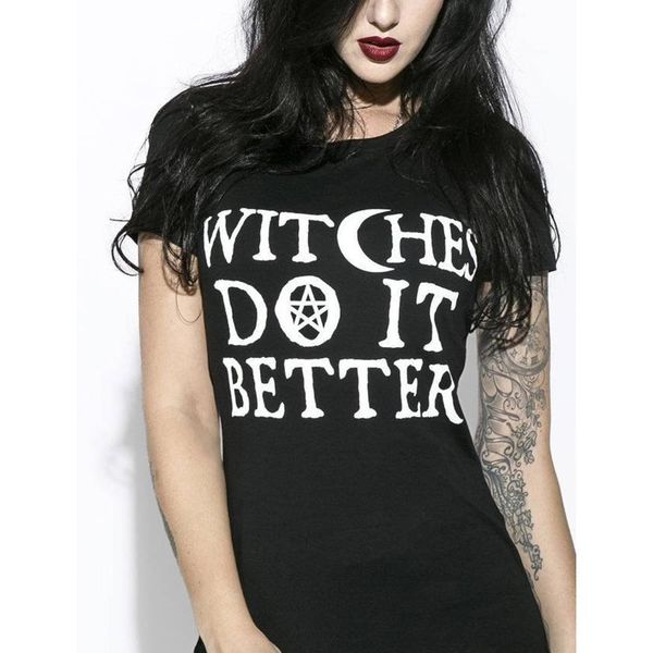 

witches do it better t-shirt black gothic tee shirt summer fashion tumblr grunge tshirts short sleeve o-neck printed tee shirt, White