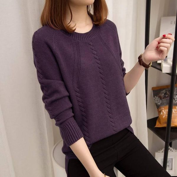

women's sweaters purple twist knitted pullover vintage pull femme hiver jumpers autumn thin office ladies o neck woman korean 2021, White;black