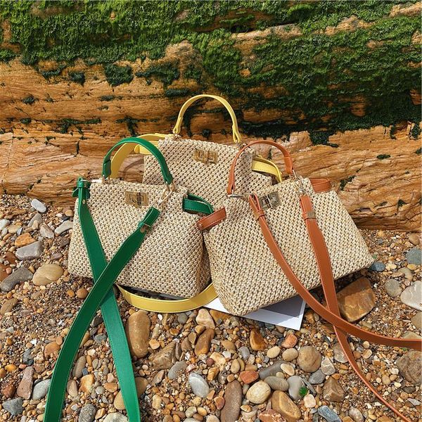 

retro portable western net fashion female messen bag straw 2021 and red european woven american style large-capacity commuter cross-bor xqcm