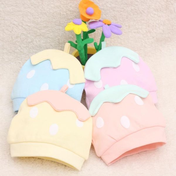 

caps & hats born cartoon strawberry cotton soft for baby kids candy color warm toddler sleep beanies winter accessories, Yellow