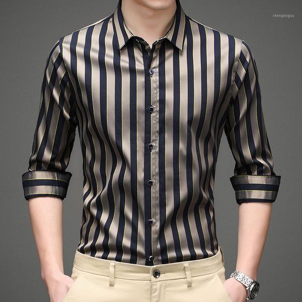 

men's dress shirts 2021 long-sleeved solid color spring and summer fashion business striped slim shirt size s-xxxl, White;black