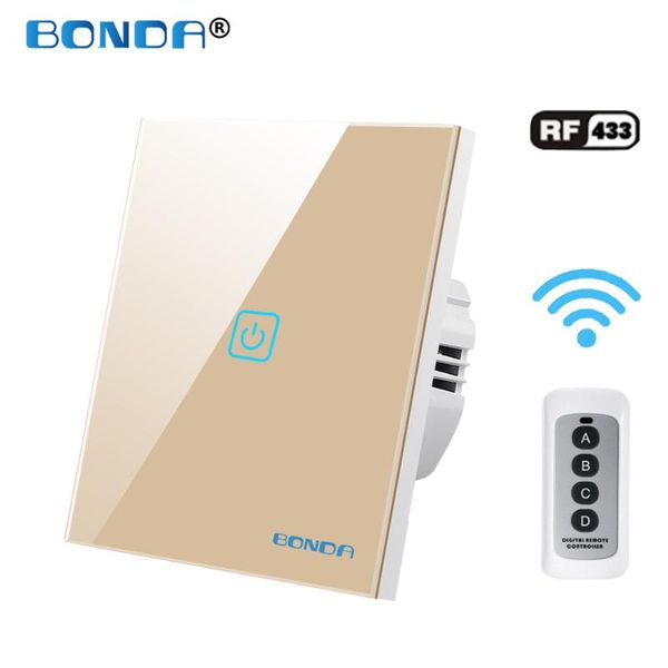 

smart home control wall lamp remote touch switch wireless glass panel eu/uk standard light sensor switches 220v rf433