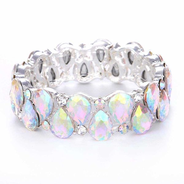 16 colori eleganti braccialetti di cristallo polsino braccialetto a goccia donne braccialetto elasticizzato indiano gioielli da sposa da sposa regali Q0720