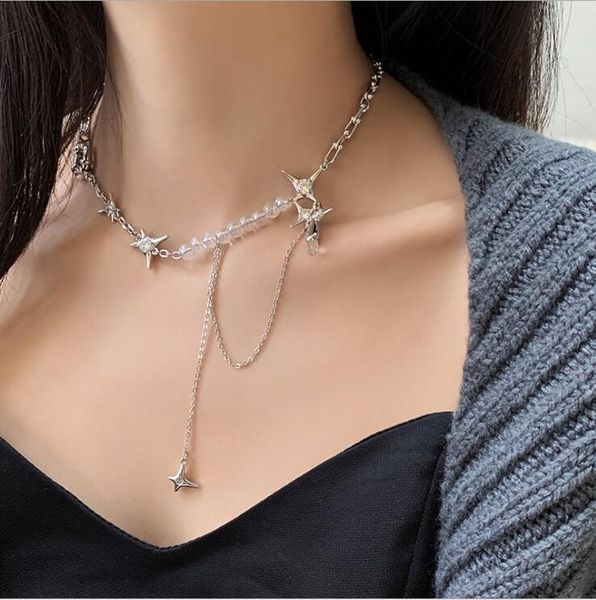 

clavicle chain star choker necklaces pendants jewelry accessories for women girl link necklace, Golden;silver