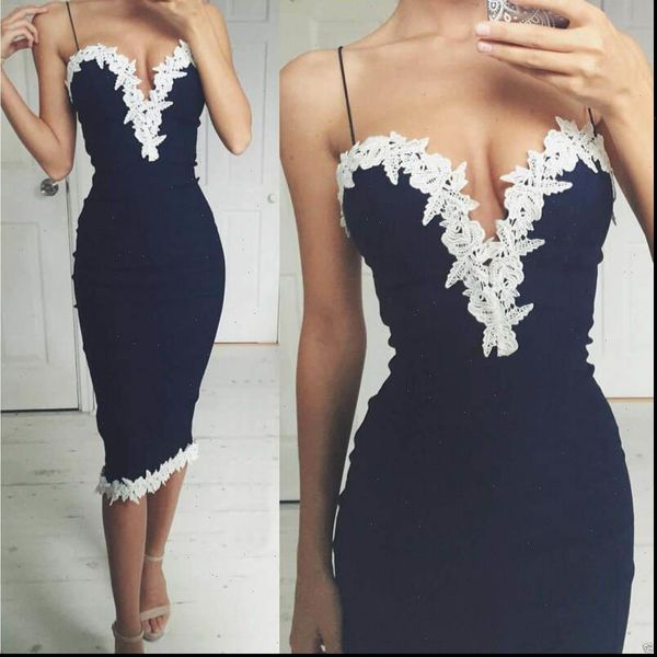 

womens navy blue bodycon dress strappy v neck floral lace evening party ladies midi dress casual ladies pencil dress vestido new, Black;gray