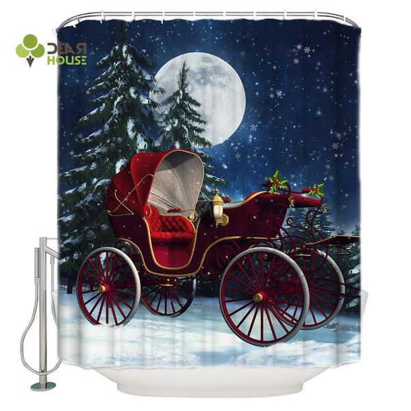 

shower curtains dearhouse curtain christmas car elk cart bathroom home decoration